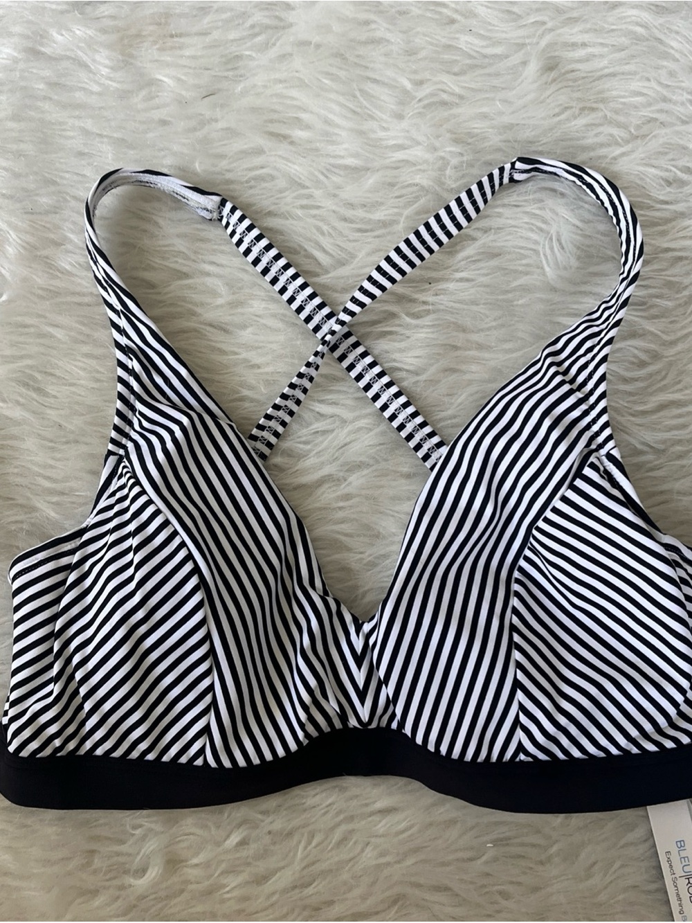 BLEU/ROD BEATTIE  swim top 36 D new tags black-and-white stripe